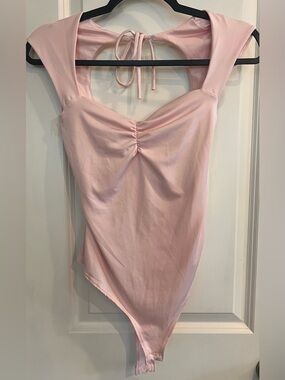 Women's Light Pink Ruched Front Bodysuit